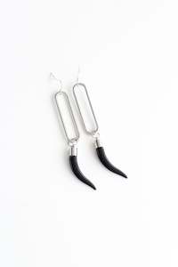 Accessories: Niho Nui - Black & Silver Statement Earring