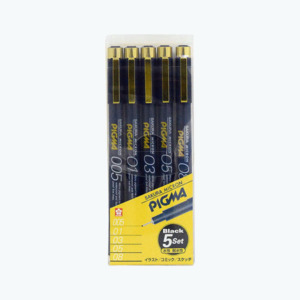 Sets Pens Markers And Highlighters: Sakura Pigma Micron Fineliner Pens | 5 pack - Black