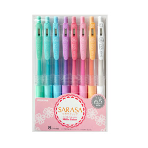 Zebra Sarasa Clip Gel Pens | 8 pack - Milk Color