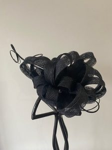 Products: SOLD/Cute Black Fascinator with Loops and Feather Spines – MJ Hatz