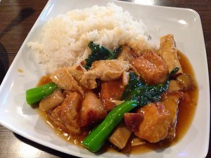 Products: Roast pork with tofu & Veg on rice