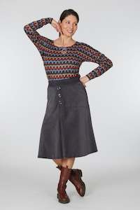 Vesta Corduroy Bias Skirt - Charcoal