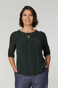 Vesta Summer 24: Vesta Ruffle Pleat Top - Forest