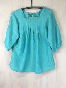 Tops 21: Vesta Ruffle Pleat Top - Aqua