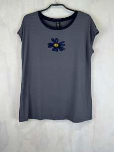 Pluto Alice T -  Navy/Grey Stripe Flower