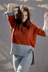 Two Tone Valentina Tunic | Persimmon/Pewter