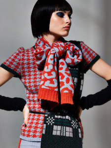 Knitwear 25: Elka Leopard Scarf| Arctic + Persimmon