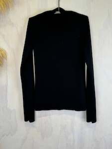 Juna Funnel Neck Top | Black Merino