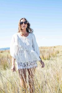 Sheryl May Broderie Peplum Top | White