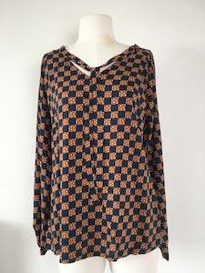 Vesta: Vesta V Tie Top - Navy and Rust Check lucky last size Lge