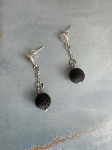 Michele Johnson Jewellry: Lava Bead Earrings - Sterling Silver