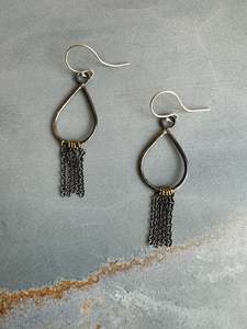 Michele Johnson Jewellry: Raindrop Earrings - Oxidised Sterling Silver