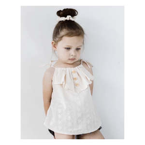 New Arrivals Spring 25: Fawne Drawstring Top - Cream Brocade Floral