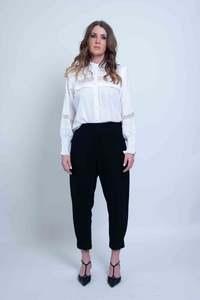 Sheryl May Wool Crepe Trouser | Black