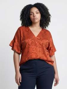 Vesta  Frille Fantail Top - Burnt orange
