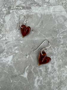 Jewellery 2026: Glass Heart Earrings - Amber