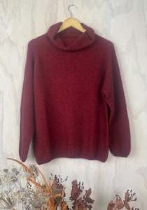Winter 24: Moss Stitch Cowl Jumper / Sangria