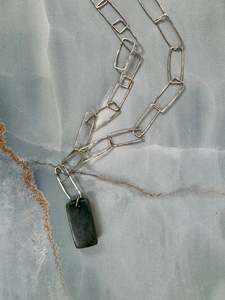 Pounamu Rectangle Chain Necklace by Michele Johnson