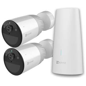 Security: EZVIZ 4MP 2x Camera Wire-Free Security Kit. Includes 1x Base Station & 2x BC1 4M
