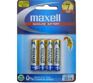 Maxell AAA Alkaline Batteries 4 Pack LR03GD-4B