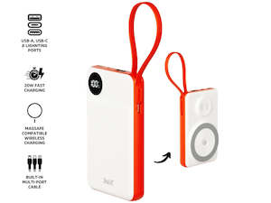 3sixT JetPak 3 in 1 Wireless 10000mAh PowerBank - Wht/Orange
