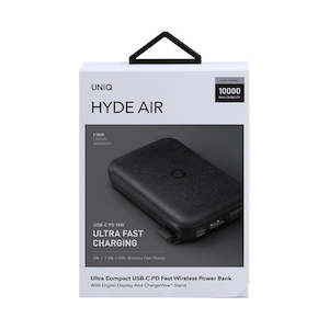 Powerbanks: Uniq Hyde Air Powerbank 10,000mAh UBS-C PD Fast Wireless Charging - Charcoal