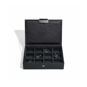 Stackers Mini 12 Section Cufflink Box Lidded Black