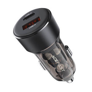 Acefast Dual Charging USB-A & Type-C Transparent Fast Car Charger 30W B12
