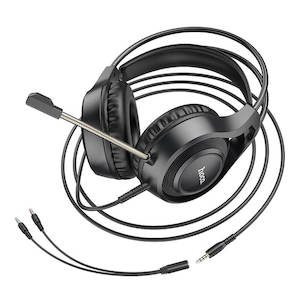 Wired Headphones: hoco Tiger 50mm Immersive Gaming Headset with Mic for PC Mobile W106