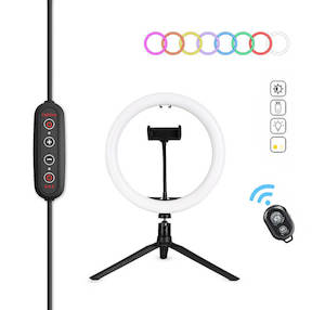 HQ 10 inch(26cm) RGB Selfie Ring Light with Tripod Stand & Phone Holder