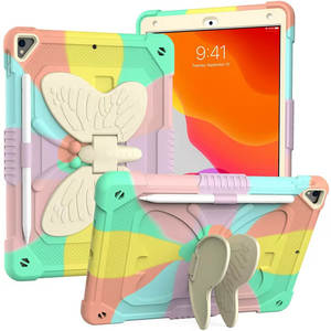 iPad Air 2th 9.7 2014 Three Layer Multipile Angles Butterfly Stand Case with Penslot