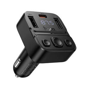 Car Charger: Hoco 35W Dual Port Fast Car Charger with Bluetooth FM Transmitter E87