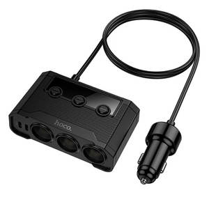 Car Charger: Hoco 240W 7-in-1 Voltage Display Car Power Splitter with 3 Sockets Z64