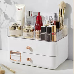 Smart Gadgets: Mobie Double Layer Makeup Organizer with Cotton Pad Storage Dispenser E2371
