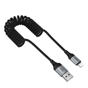 Cables: Hoco USB-A to Lightning Spring Coiled Charging Data Cable 1.5m X121