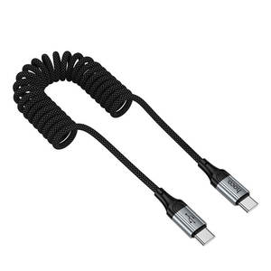 Cables: Hoco 60W Fast Charging Type-C to Type-C Nylon Spring Coiled Cable 1.5m X121