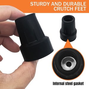 Replacement Rubber Cane Tip - Hard-Wearing with Metal Insert (Black or Brown)
