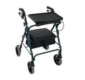 Lightweight Walkers Rollators Walking Frames Nz: Mobilis Quad Walking Frame - Green with Folding Tray