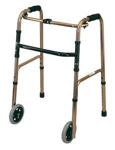 Deluxe® Folding Walking frame with Front wheels, rear stops - AMW