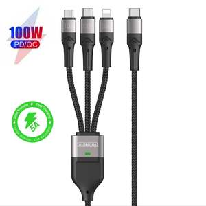 Cables: DUX DUCIS DUZZONA A4-01 3-IN-1 Data Cable Type-C to Micro+iP+Type-C 1.3M Black-Grey