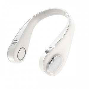 Portable USB Bladeless Neck Hanging Fan Cooler Rechargeable Cooling Neckband L18 5V-1A White