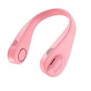 Portable USB Bladeless Neck Hanging Fan Cooler Rechargeable Cooling Neckband L18 5V-1A Pink