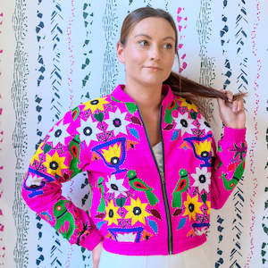 One of a Kind, Recycled Pink Bomber (S - M)