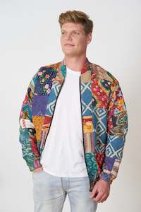 Mens: One of a Kind Colourful Patchwork Bomber Jacket