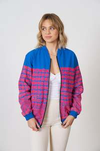 One Of A Kind Womens: One of a Kind Pink & Blue Bomber Jacket