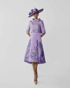 Embossed Jacquard Dress With Short Jacket Mcdr17