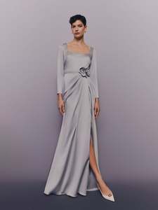 Products: Satin Gown with Floral Belt Detail PNDR24