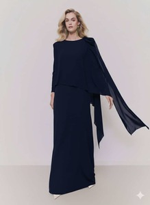 Asymmetric Cape Overlay Gown PNDR23