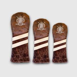 Leather Golf Covers Set - Brown / Cream