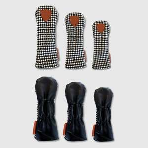 Houndstooth Golf Covers Set - Black